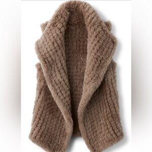 Soft Surroundings Taupe Plush Faux Fur Vest